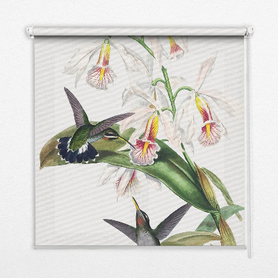Blackout roller blind Birds on a flower
