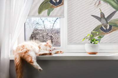 Blackout roller blind Birds on a flower