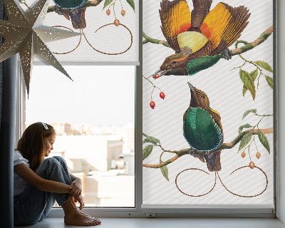 Blackout roller blind for window Birds on a branch