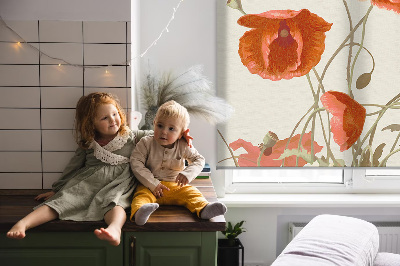 Blackout roller blind Poppies