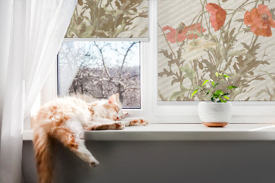 Blackout roller blind Poppies
