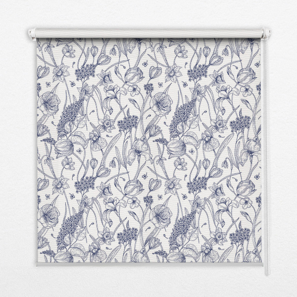 Fabric roller blind for window Wildflowers