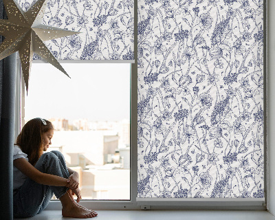 Fabric roller blind for window Wildflowers