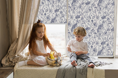 Fabric roller blind for window Wildflowers