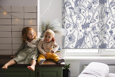 Fabric roller blind for window Wildflowers