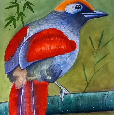 Blackout roller blind A bird on a branch