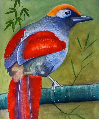 Blackout roller blind A bird on a branch