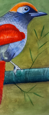Blackout roller blind A bird on a branch