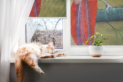 Blackout roller blind A bird on a branch
