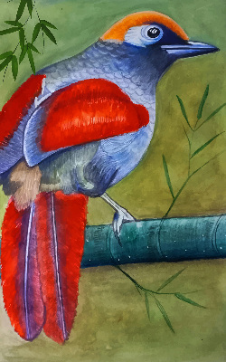 Blackout roller blind A bird on a branch