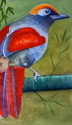 Blackout roller blind A bird on a branch