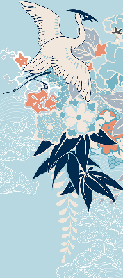 Blackout roller blind for window Heron in flowers