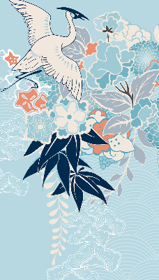 Blackout roller blind for window Heron in flowers