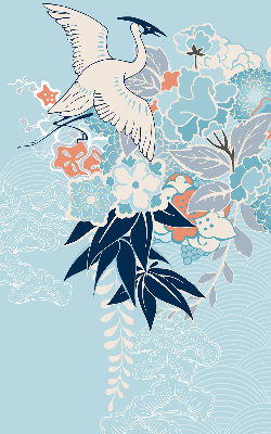 Blackout roller blind for window Heron in flowers