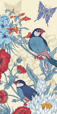 Fabric roller blind for window Birds among the flowers