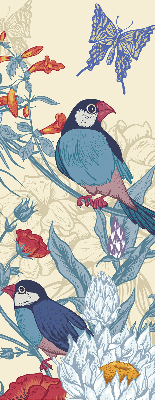 Fabric roller blind for window Birds among the flowers