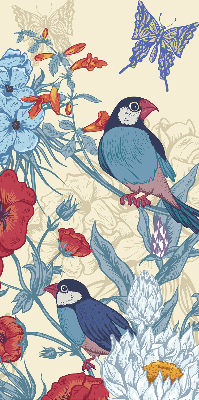 Fabric roller blind for window Birds among the flowers