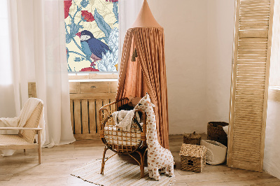 Fabric roller blind for window Birds among the flowers