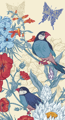 Fabric roller blind for window Birds among the flowers