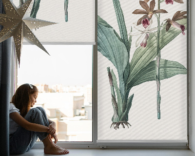 Fabric roller blind for window Flower