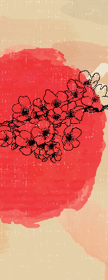 Fabric roller blind for window Flowers in a red circle