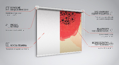 Fabric roller blind for window Flowers in a red circle