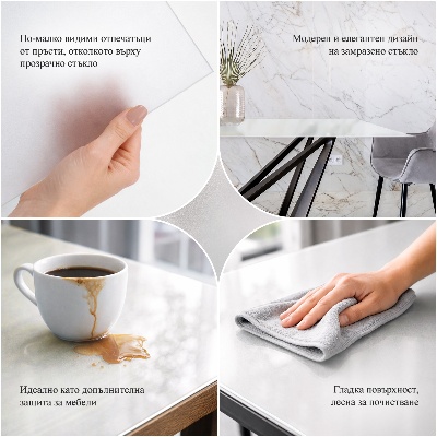 Square glass table top Semitransparent