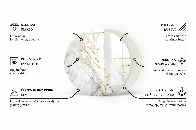 Table glass round Pure white