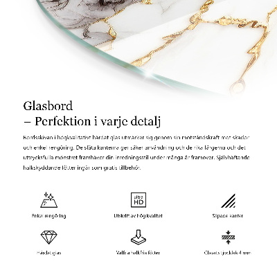 Table glass round Pure white