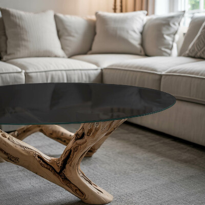 Round glass top for coffee table Solid black elegant