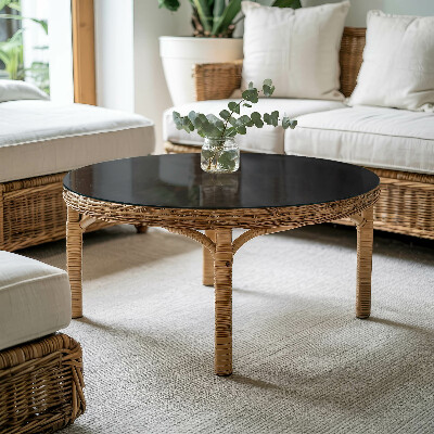 Round glass top for coffee table Solid black elegant