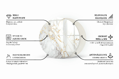 Circular glass table top Marble graphic composition
