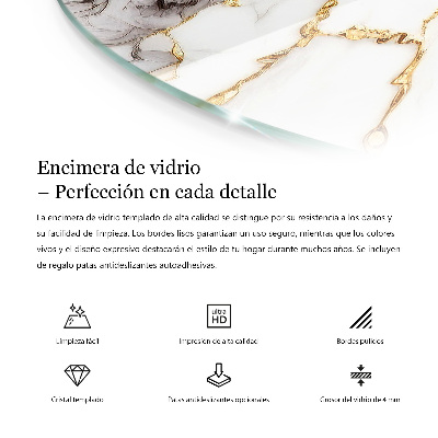 Circular glass table top Marble graphic composition