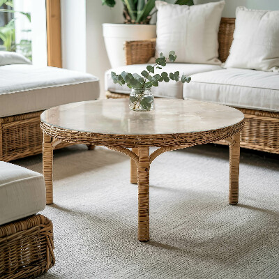 Circular glass table top Marble graphic composition