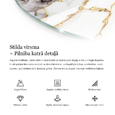 Circular glass table top Marble graphic composition