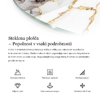 Circular glass table top Marble graphic composition