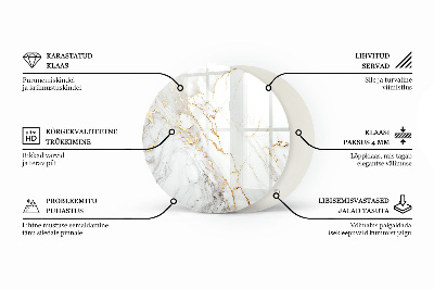 Round glass top for coffee table Marble with delicate veins