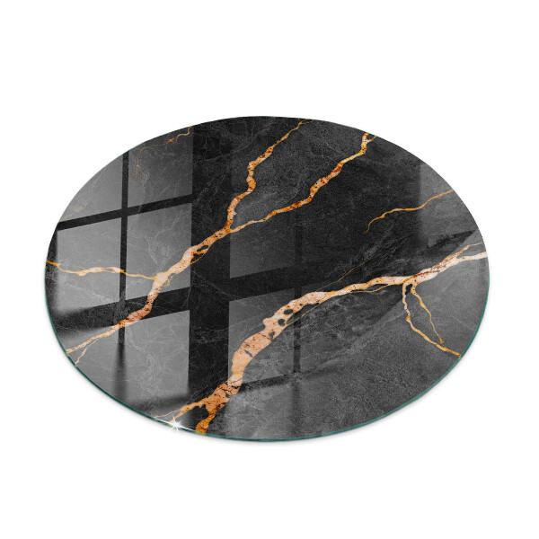Circular glass table top Marble veins in design