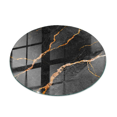 Circular glass table top Marble veins in design