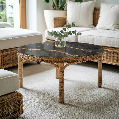 Circular glass table top Marble veins in design