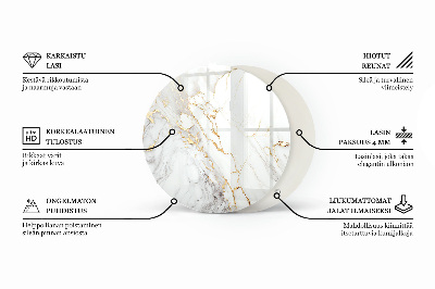 Circular glass table top Stylish marble pattern