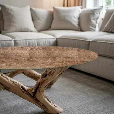 Table glass round The charm of natural wood