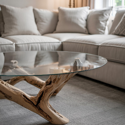 Round glass table top transparent