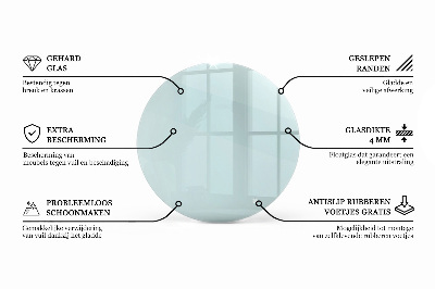Round glass table top transparent