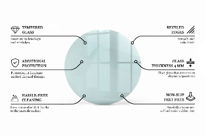 Round glass table top transparent