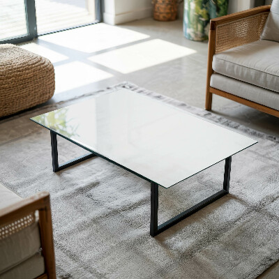 Rectangular tempered glass table top Pure white