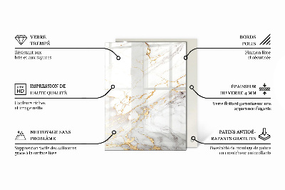 Rectangular tempered glass table top Pure white