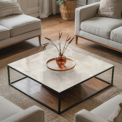 Rectangular glass to coffee table Marble graphic composition