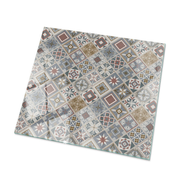 Rectangular tempered glass table top Decorative mosaics with details