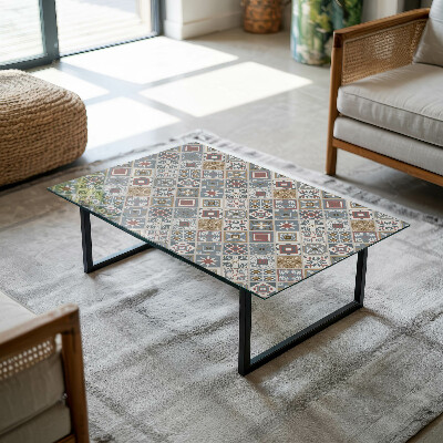 Rectangular tempered glass table top Decorative mosaics with details